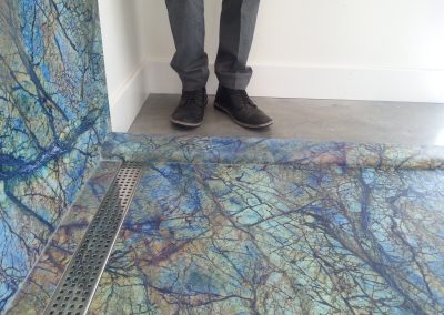 Custom Marble ite Base with Linear Drain