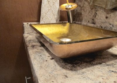 Mojave vanity with gold sink